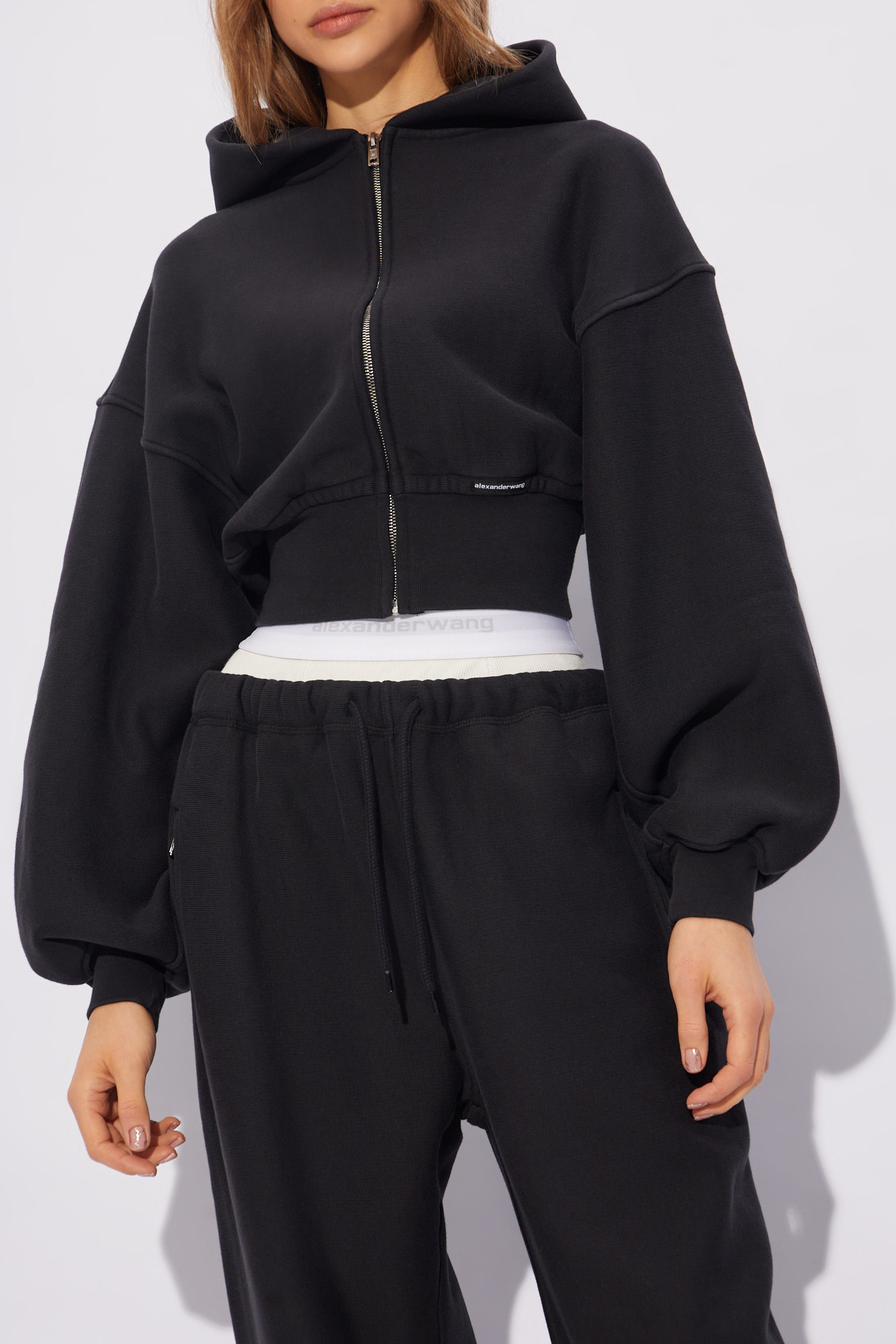 logo EMBROIDERED oversized sweatshirt in cotton in BLACK